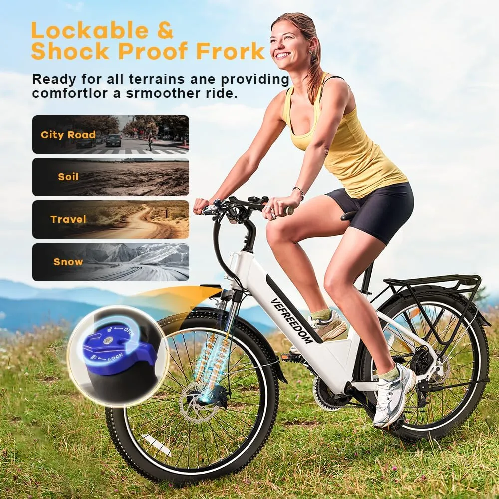 𝟏𝟎𝟎𝟎𝐖 Peak Electric Bike for Adults,up 𝟖𝟎 Miles Removable Battery Ebike, 26" UL Certified Electric Mountain E Bike with 7-Speed,Adult Electric Bicycles for Commute Beach Snow