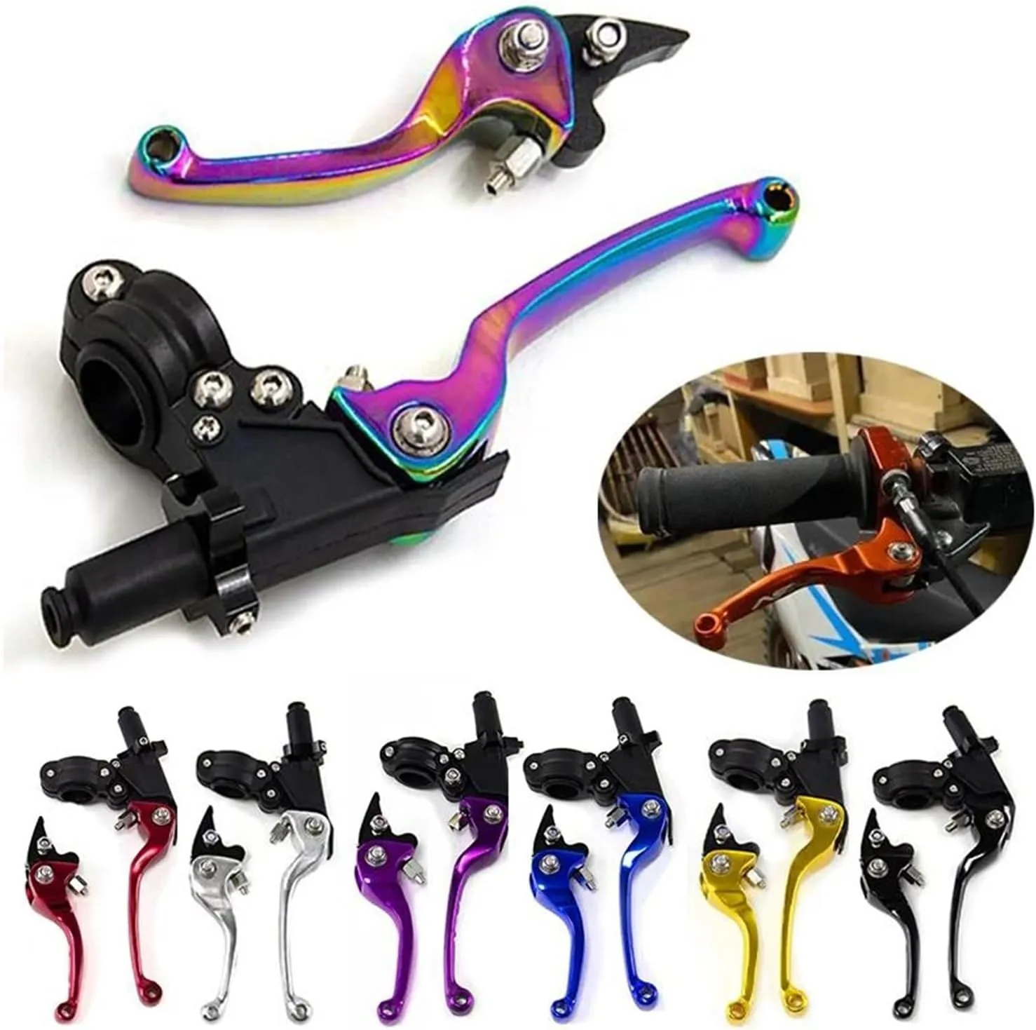 1 Pair Universal Motorcycle Clutch Brake Handle Drum Lever For ASV CRF YZF XR CQR Off-road Vehicle Handlebar Clutch Bull Horn(Purple)
