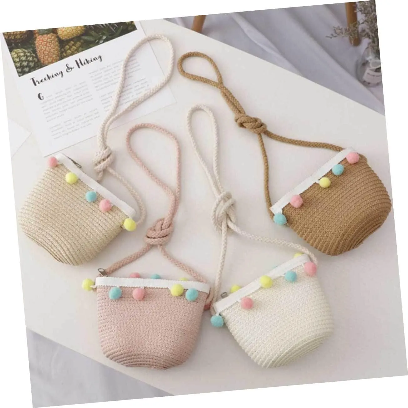 1 Set Summer Cap Cosplay Beach Hat Cross-Body Bag Straw Hat