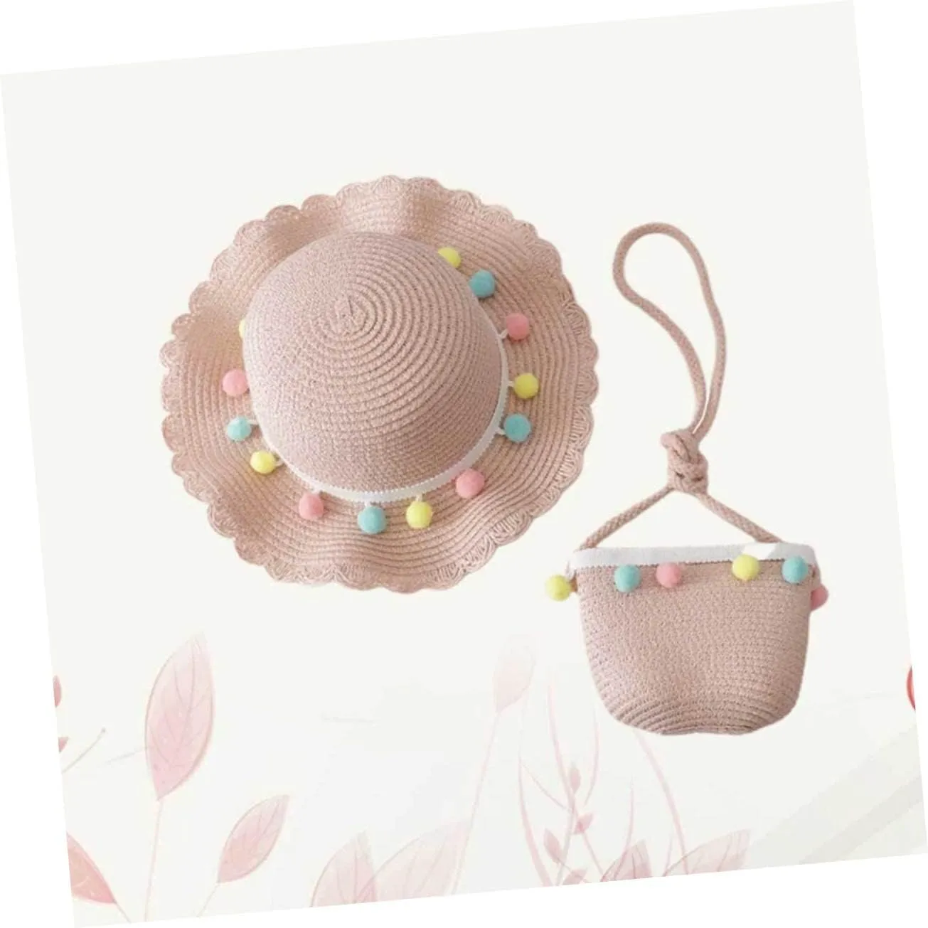 1 Set Summer Cap Cosplay Beach Hat Cross-Body Bag Straw Hat