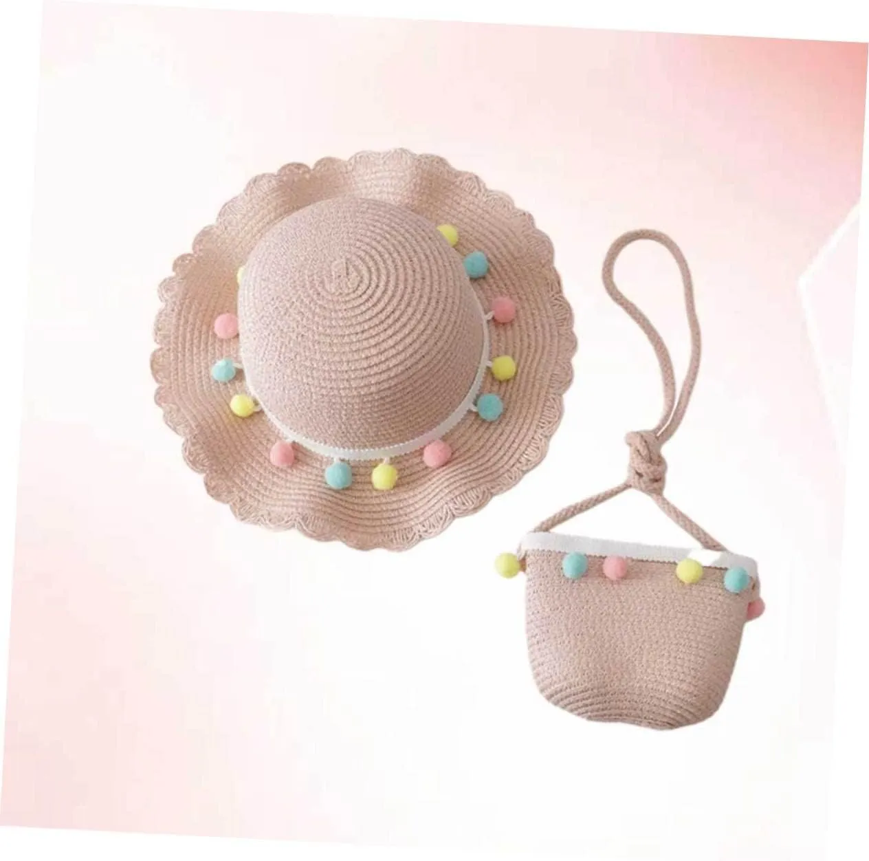 1 Set Summer Cap Cosplay Beach Hat Cross-Body Bag Straw Hat