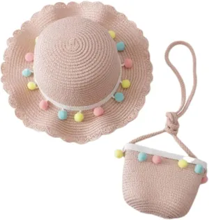 1 Set Summer Cap Cosplay Beach Hat Cross-Body Bag Straw Hat