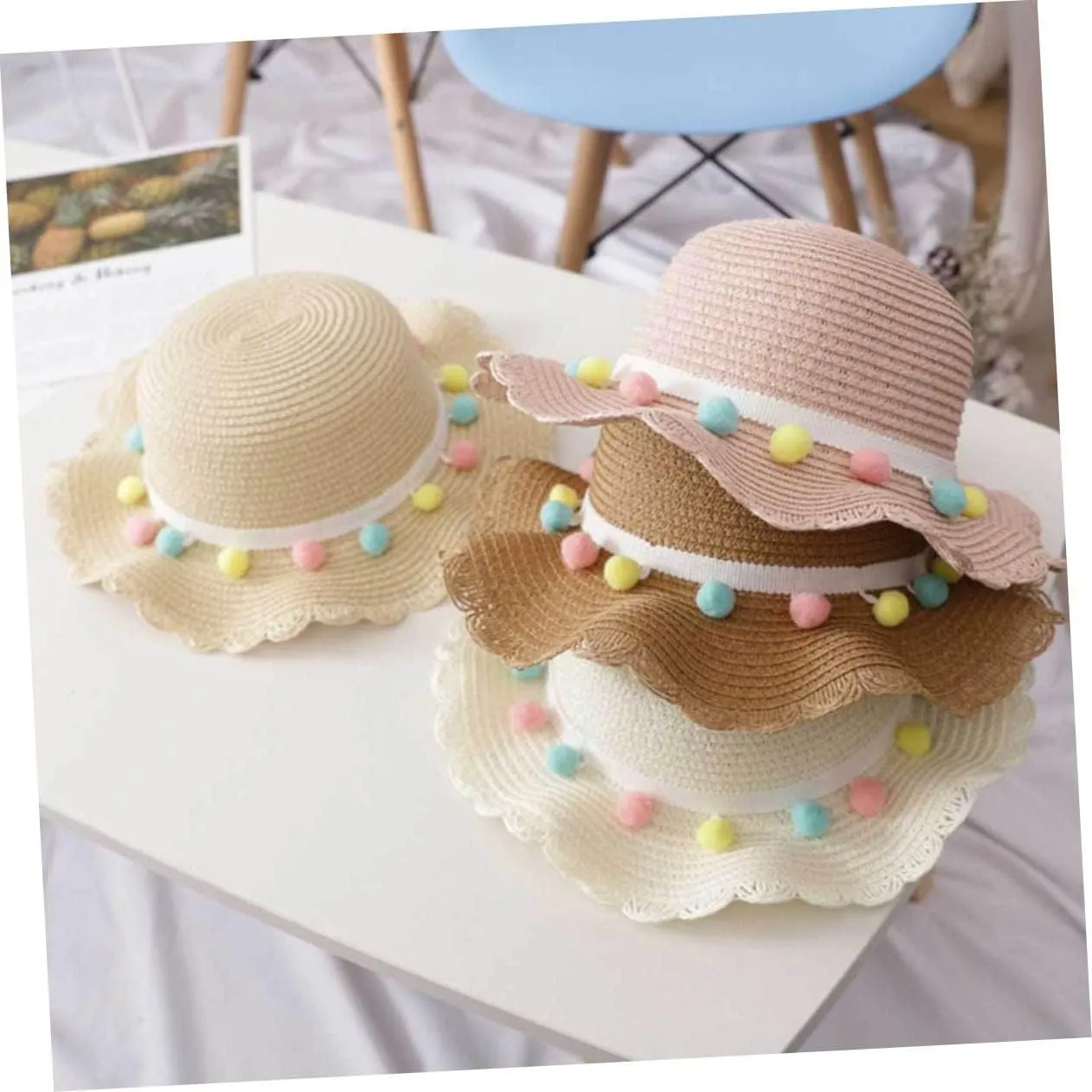 1 Set Summer Cap Cosplay Beach Hat Cross-Body Bag Straw Hat