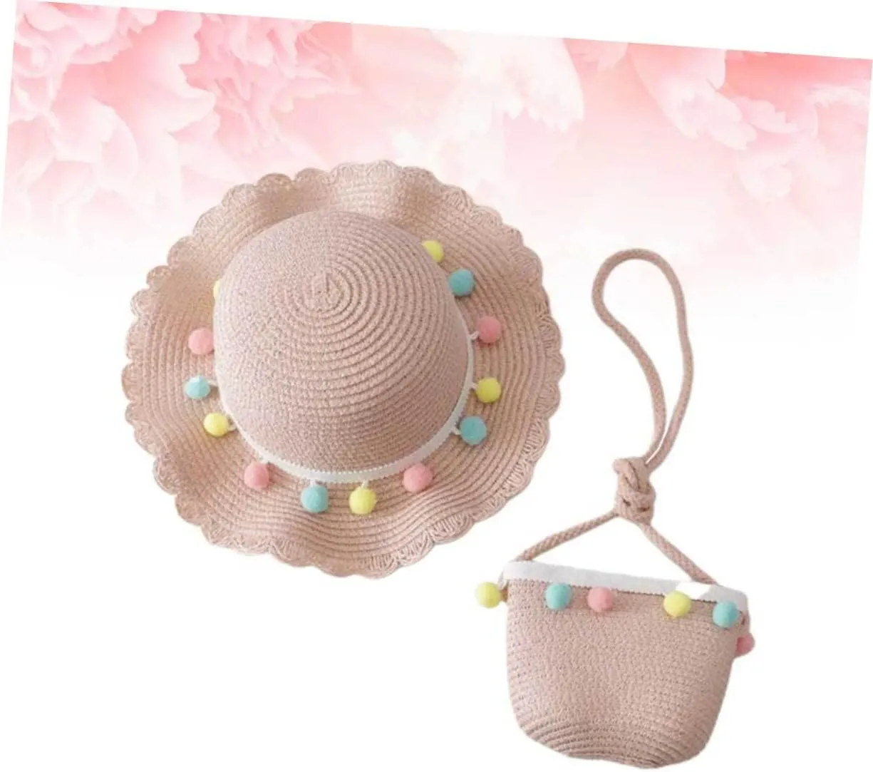 1 Set Summer Cap Cosplay Beach Hat Cross-Body Bag Straw Hat