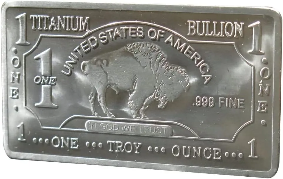 1 Troy Ounce (Oz) Titanium Bar Bullion Paperweight Metal with Certificate of Authenticity | Made in USA .999 Pure Titanium bar by Unique Metals