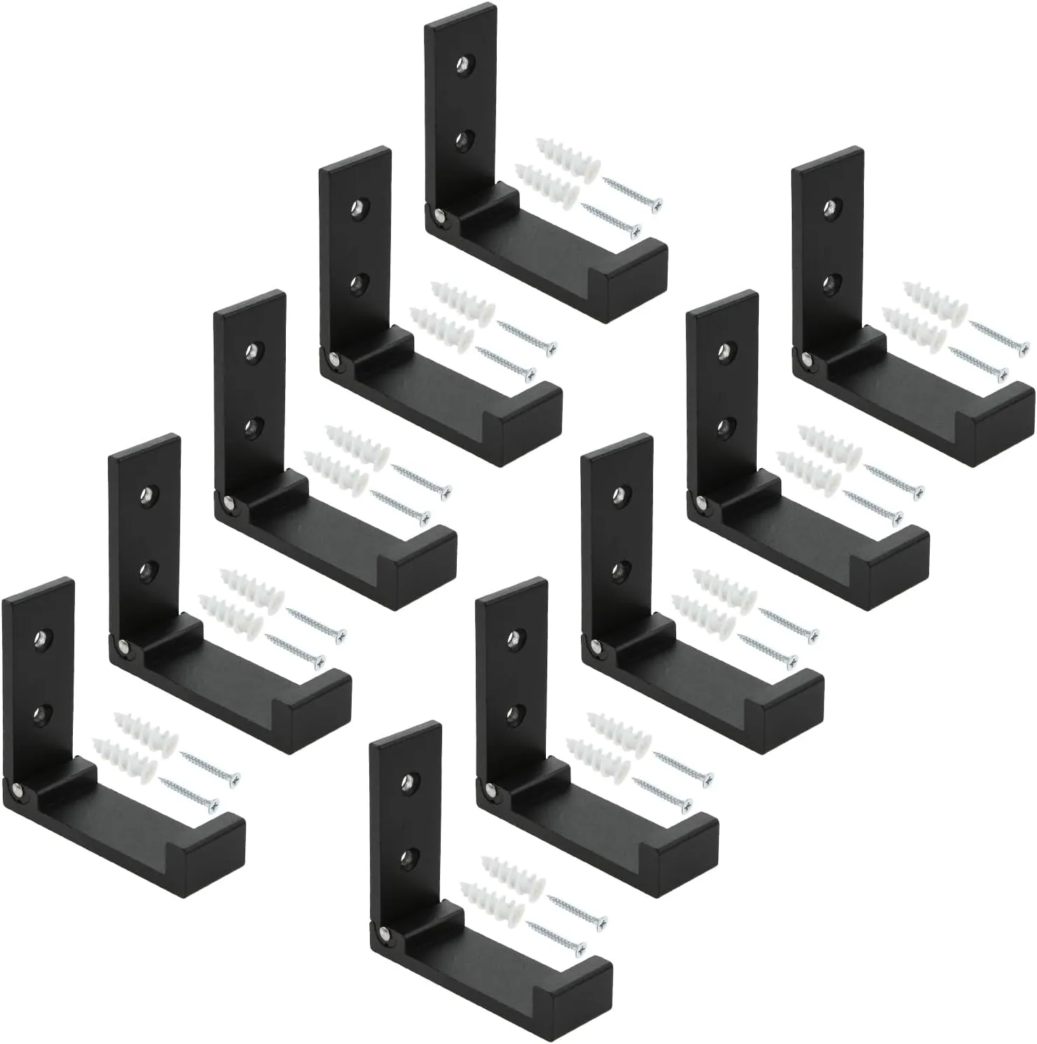 10 Pack Folding Wall Hooks, Aluminum Alloy Foldable Hooks for Hanging Backpack, Coat, Towel, Hat, Headphone, Bags, Keys, Come with Mounting Screws, Wall Anchors (Black)