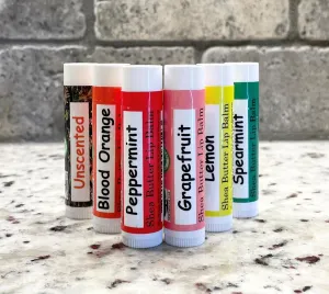 100% All Natural Lip Balm - Variety 6 Pack - Blood Orange, Lemon, Grapefruit, Spearmint and Peppermint
