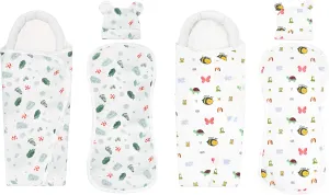 100% Organic Cotton Neck Support Swaddle, 2-in-1 Burp Cloth & Bib, Bear Ears Baby Hat,0-3 Months,Set Of 7 (2 Swaddles 2 Bibs 2 Hats Gift Bag),Newborn Blanket,Infant Wrap,Sleeping Bag,Cap,Beanie