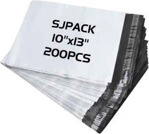 10x13-inch Poly Mailers 200pcs 2.5 Mil Envelopes Bags With Self-sealing Strip White Poly Bags