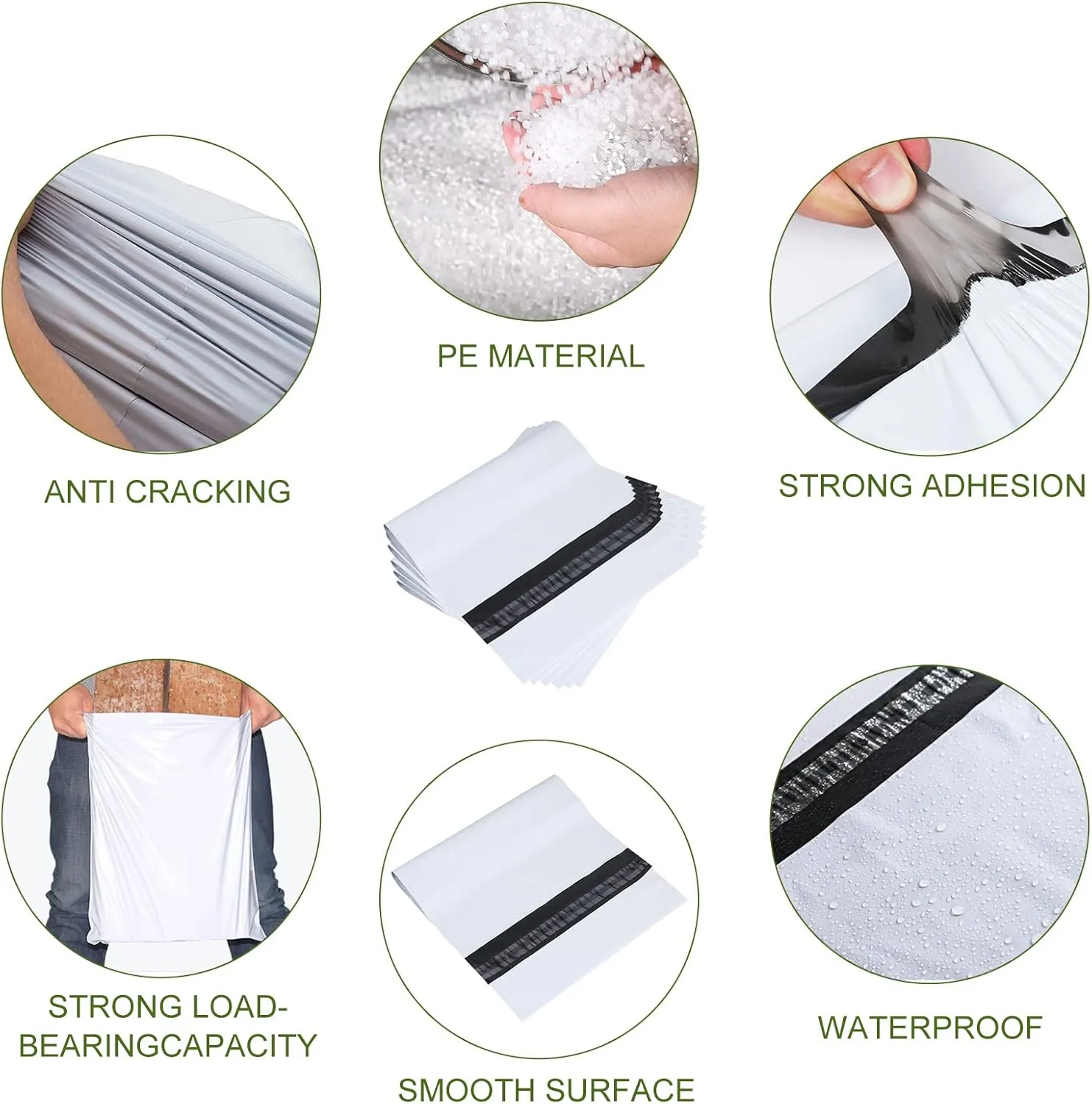 10x13-inch Poly Mailers 200pcs 2.5 Mil Envelopes Bags With Self-sealing Strip White Poly Bags