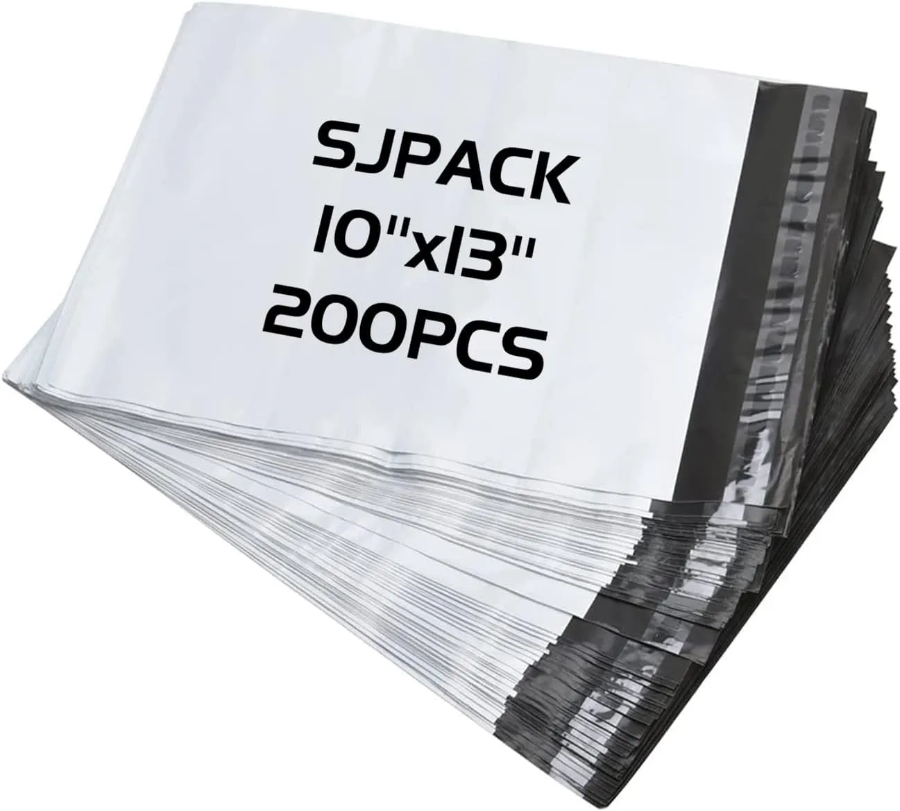 10x13-inch Poly Mailers 200pcs 2.5 Mil Envelopes Bags With Self-sealing Strip White Poly Bags