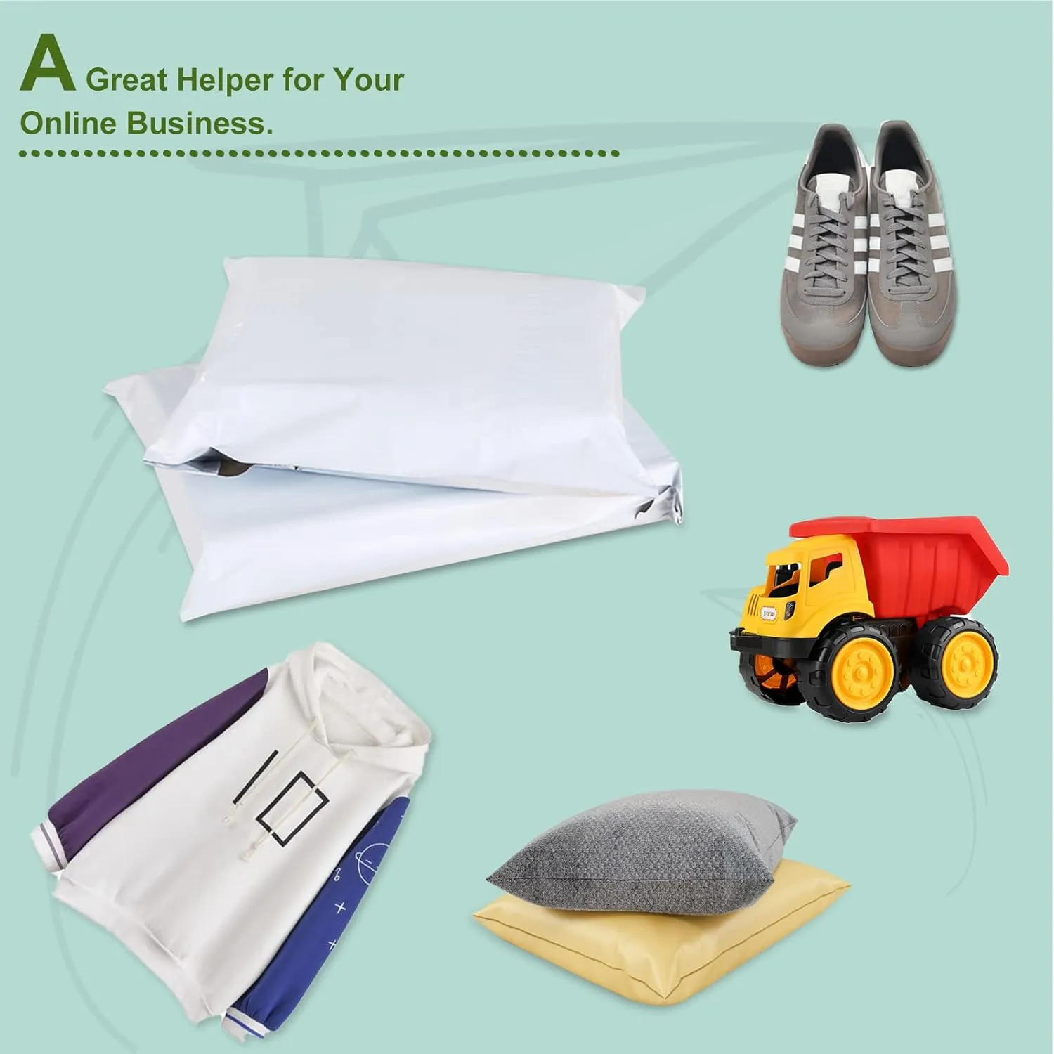 10x13-inch Poly Mailers 200pcs 2.5 Mil Envelopes Bags With Self-sealing Strip White Poly Bags