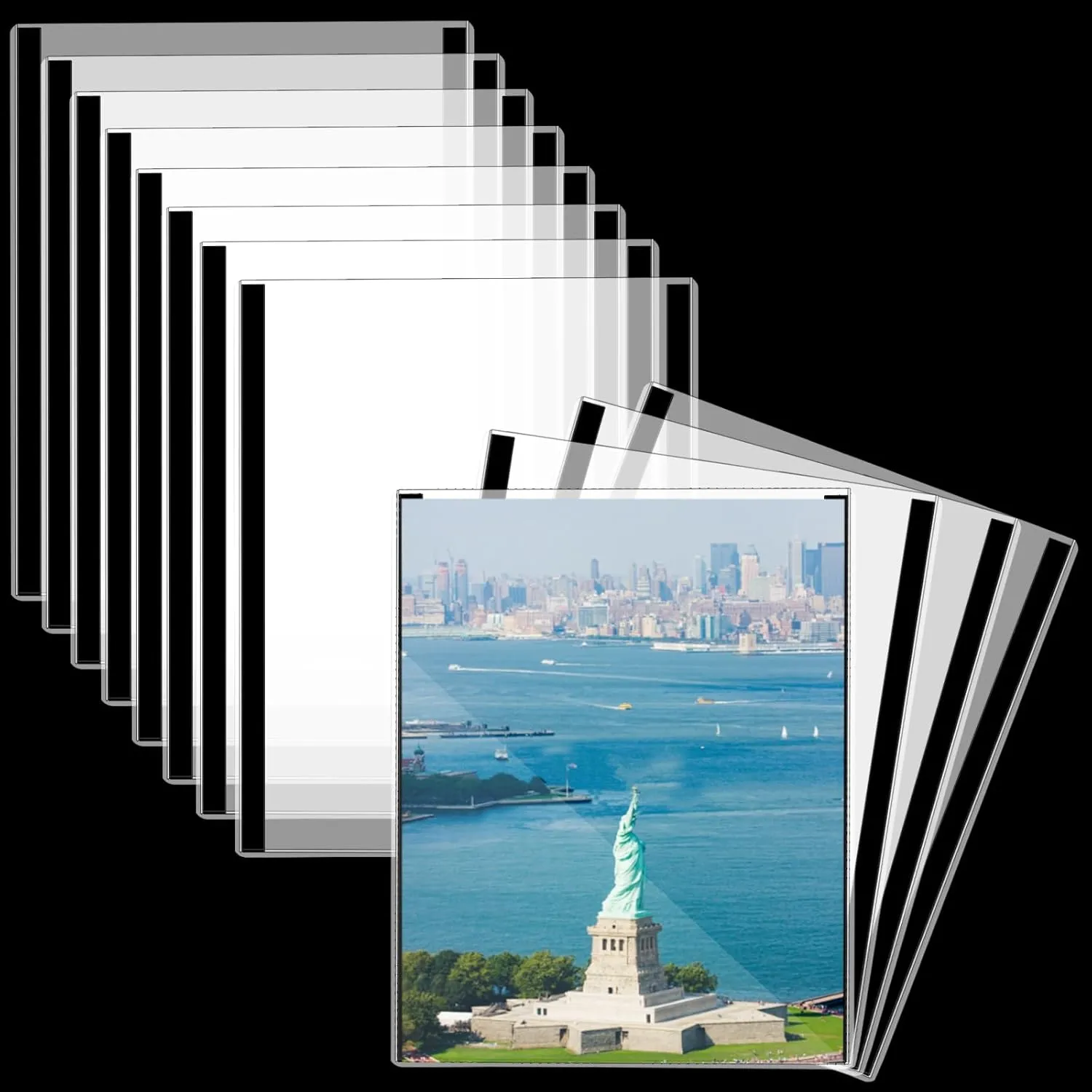 12 PCS Magnetic Sign Holder 8 1/2" x 11" Rigid Sheet Protectors Clear Magnetic Fridge Paper Holder Plastic Heavy Duty Protector Frame for Picture Poster Display