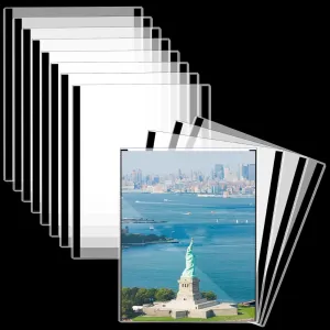 12 PCS Magnetic Sign Holder 8 1/2" x 11" Rigid Sheet Protectors Clear Magnetic Fridge Paper Holder Plastic Heavy Duty Protector Frame for Picture Poster Display