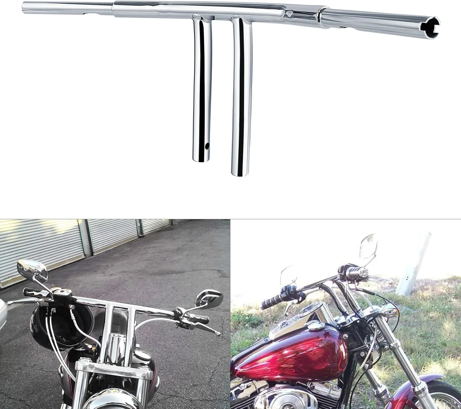 12" Rise 1 1/4" T Bar Handlebar Fit for Harley Road King FLHR 2003-2013 Softail 2000-2017 Dyna Street Bob 2006-2017 Fat Bob 2008-2017 Low Rider 2001-2005 Wide Glide 1999-2017