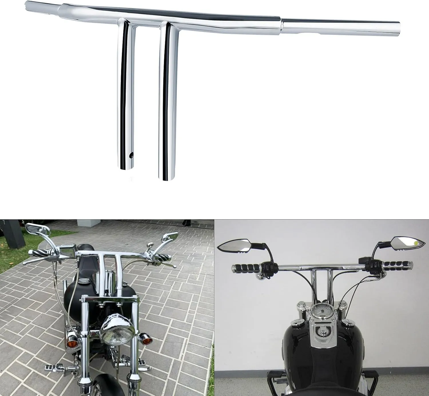 12" Rise 1 1/4" T Bar Handlebar Fit for Harley Road King FLHR 2003-2013 Softail 2000-2017 Dyna Street Bob 2006-2017 Fat Bob 2008-2017 Low Rider 2001-2005 Wide Glide 1999-2017