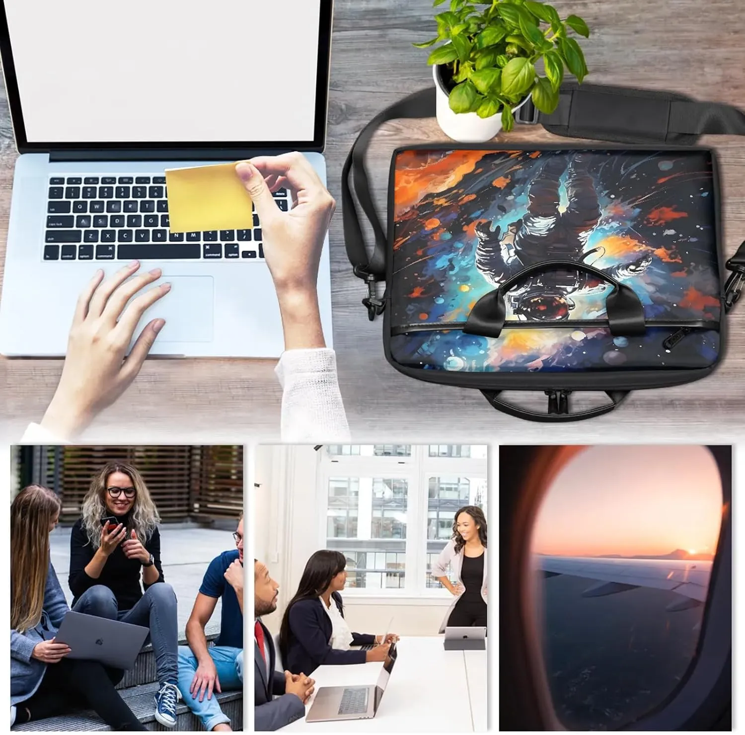 13-15 Inch Abstract Striped Handy Laptop Bag Colorful Striped Shoulder Laptop Bag For Work, School, Travel And More