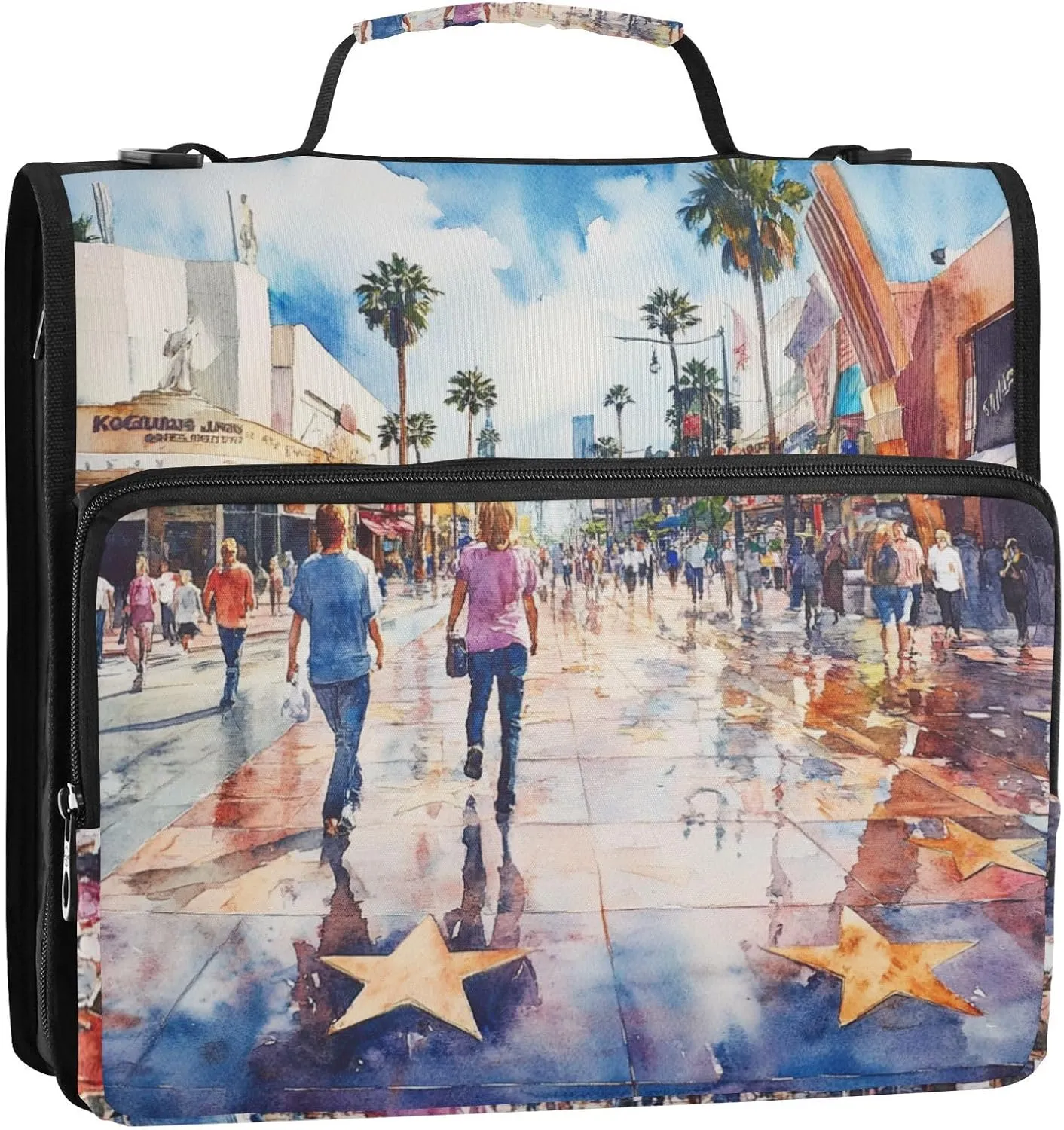 1.5 Inch 3 Rings Organizer Binder with Shoulder Strap Waterproof Document Binder Organizer for Middle School Walk of Fame