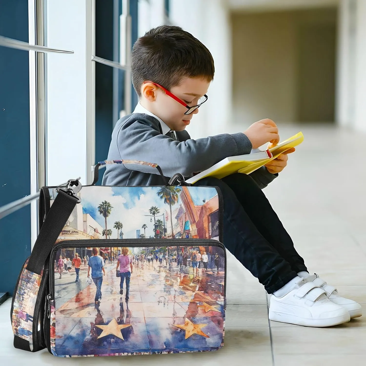 1.5 Inch 3 Rings Organizer Binder with Shoulder Strap Waterproof Document Binder Organizer for Middle School Walk of Fame