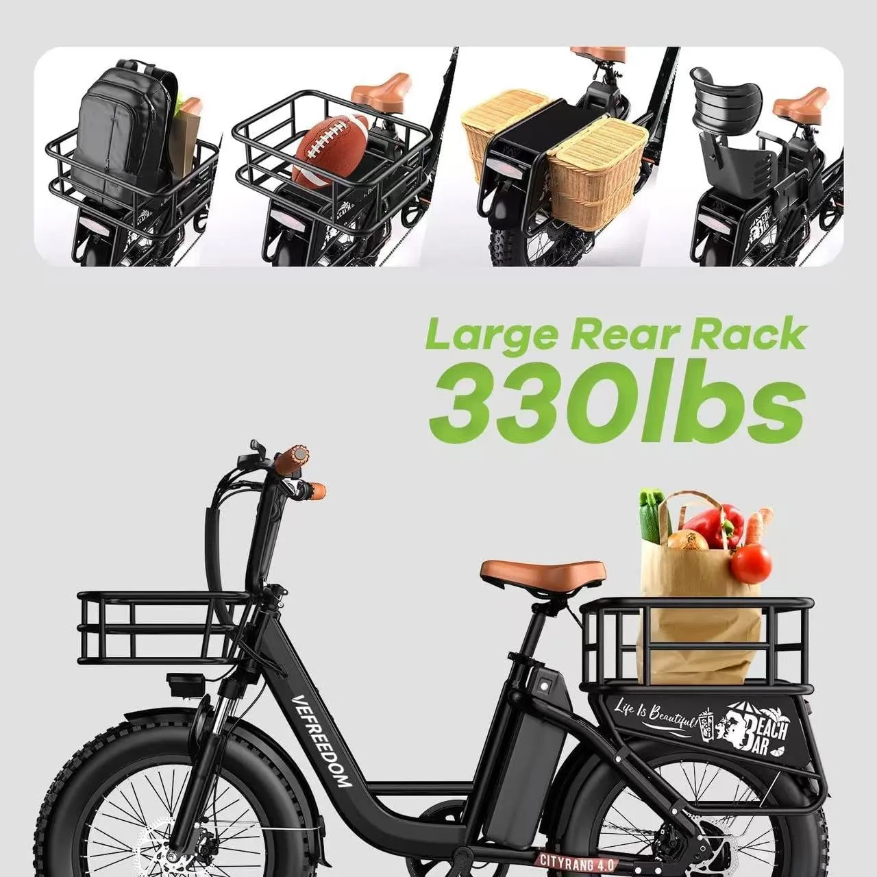 1500W Peak Electric Bike for Adults, 48V 20Ah Removable Battery Max Range 70Miles & 30MPH Electric Bicycle, 20''×4.0" Fat Tire Ebike,Fast Cargo Ebikes,Commute Mountain E-Bike UL Certified