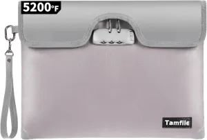15" x 11" Fireproof Money Bag with Lock, 5200°F Fireproof Safe Document Bag with Zipper, 8 Layers Fire Insulation, Fireproof Safe Storage Pouch for Cash, Passport, Letter, Legal document, (Silver)