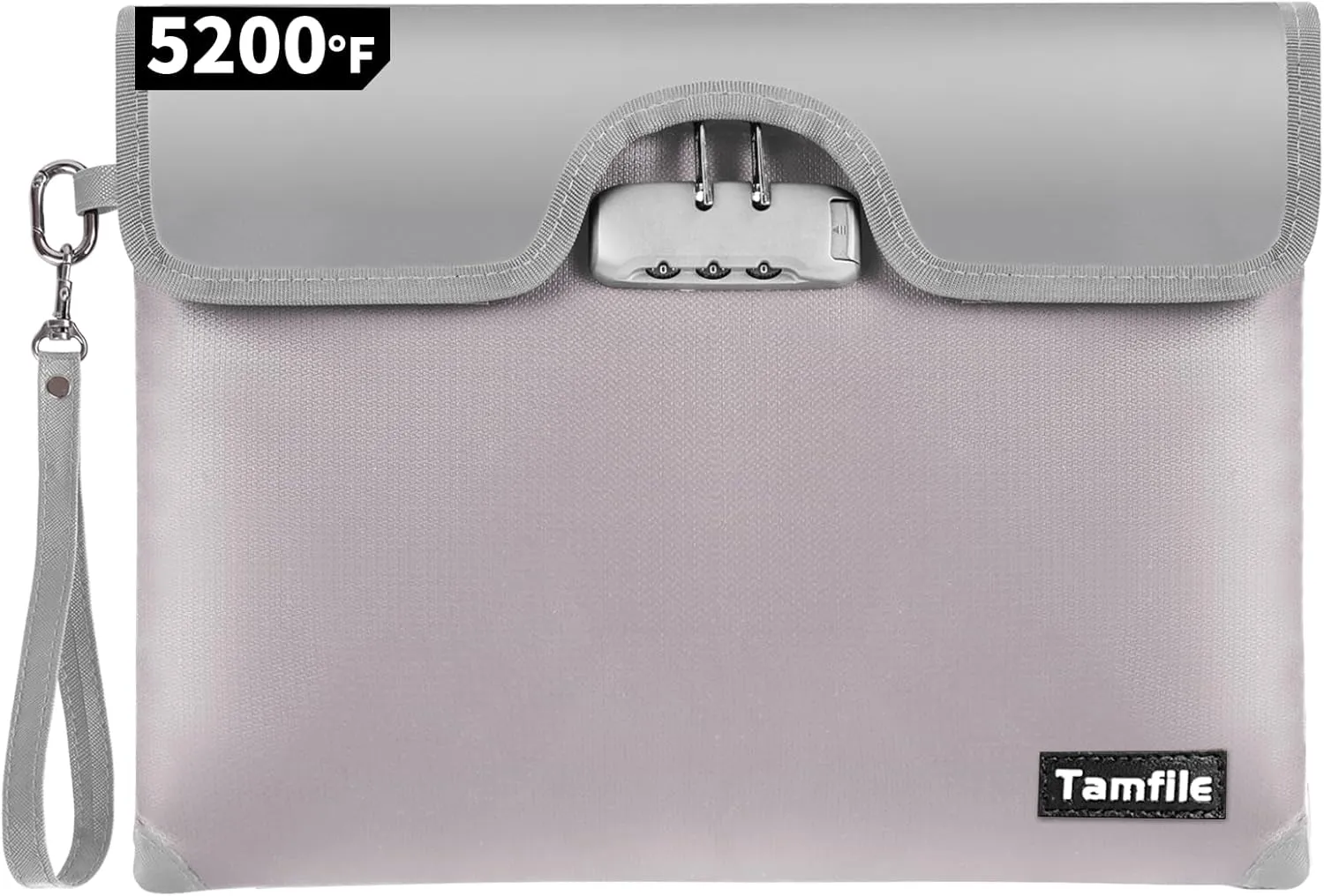 15" x 11" Fireproof Money Bag with Lock, 5200°F Fireproof Safe Document Bag with Zipper, 8 Layers Fire Insulation, Fireproof Safe Storage Pouch for Cash, Passport, Letter, Legal document, (Silver)