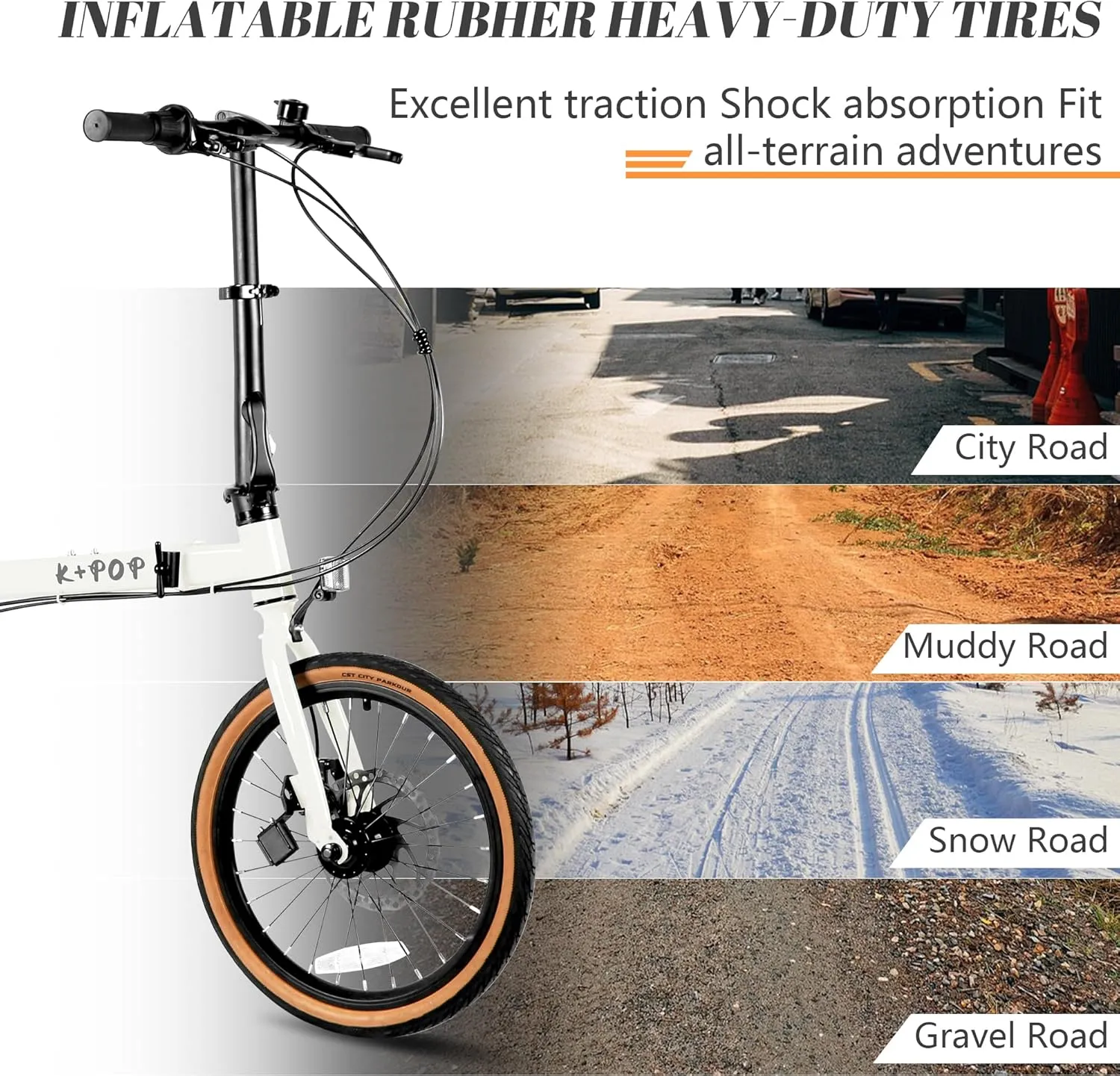 16” Folding Bike, Foldable City Bicycle with 7 Speed, Outdoor Beach Cruiser Bike for Adult,Adjustable Seat,Portable Compact Bicycle Urban Commuter Lightweight Bike for Women Men