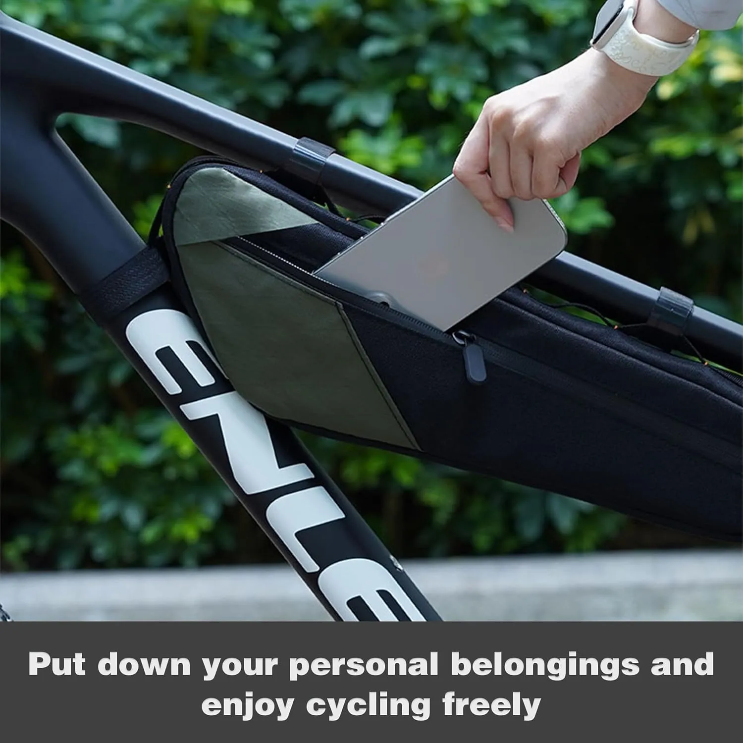 2 Pack Bicycle Frame Pouch Bag Bike Storage Bag Bike Bicycle Triangle Bag for MTB Road Bike Cycling Bike Accessories Olive