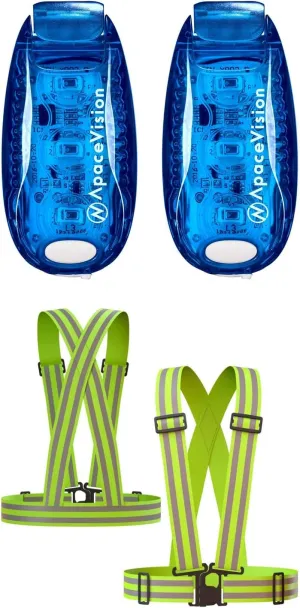 (2 Pack) - LED Safety Lights   Reflective Vests