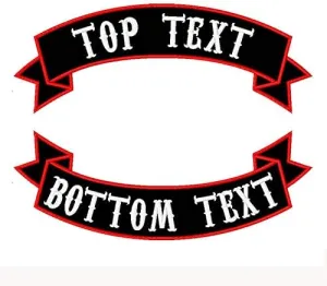2 PCS Personalised Iron-on Patch, Vest Biker Rocker Motorcycle Patch, Embroidery Custom Patch for Jacket, Clothes, Bags…(Red Border, Black Fabric)
