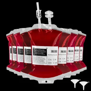 20 Pack Reusable Blood Bags for Drinks, IV Drink Pouches for Halloween Party, Vampire, Masquerade, Zombie, Nurse Graduation Decorations