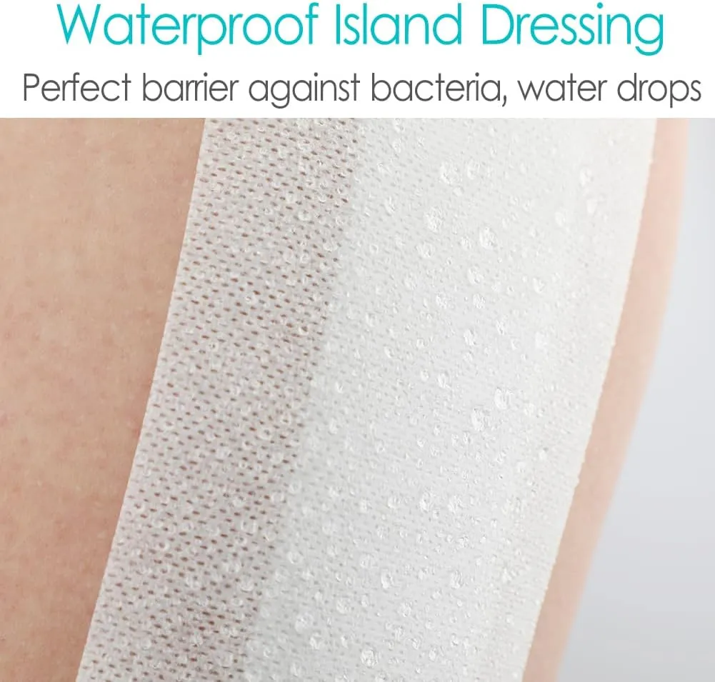 20 Pcs Waterproof Adhesive Island Dressing 4"x10" for Post Knee Replacement Hip Surgery Shower Protector Bandage Surgical Incision Wounds Cover Breathable Bordered Gauze