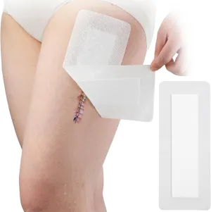 20 Pcs Waterproof Adhesive Island Dressing 4"x10" for Post Knee Replacement Hip Surgery Shower Protector Bandage Surgical Incision Wounds Cover Breathable Bordered Gauze