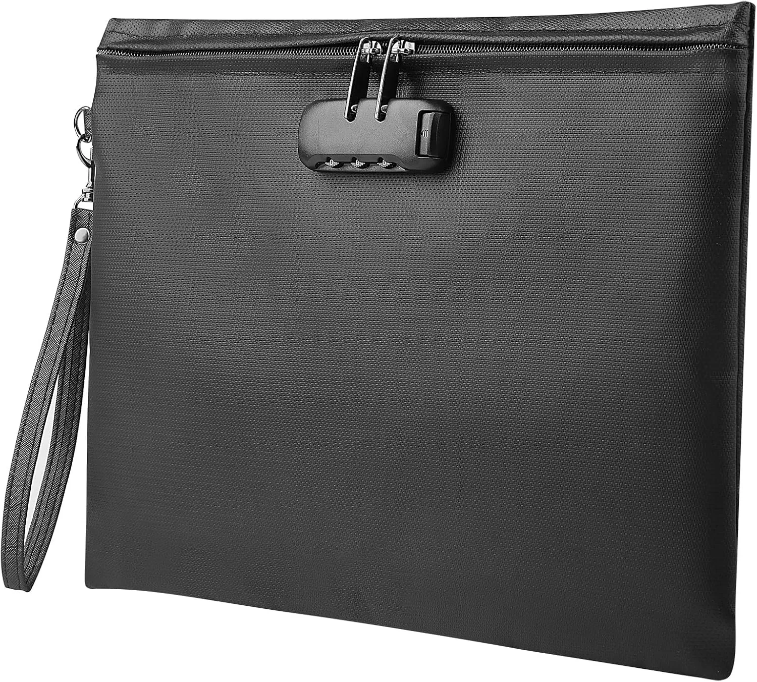 2000℉ Fireproof Document Bag with Password Lock, Black, 14.3x10.2 inch,Fireproof Money Bag for Cash with Zipper,Waterproof Storage Pouch for A4 Letter Size Document, Cash, Credit Card,Passport