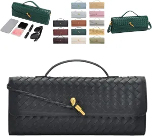2025 Handbag for Women, Fashion Evening Shoulder Bag, Woven Crossbody Bag, PU Leather Handmade Clutch Purse