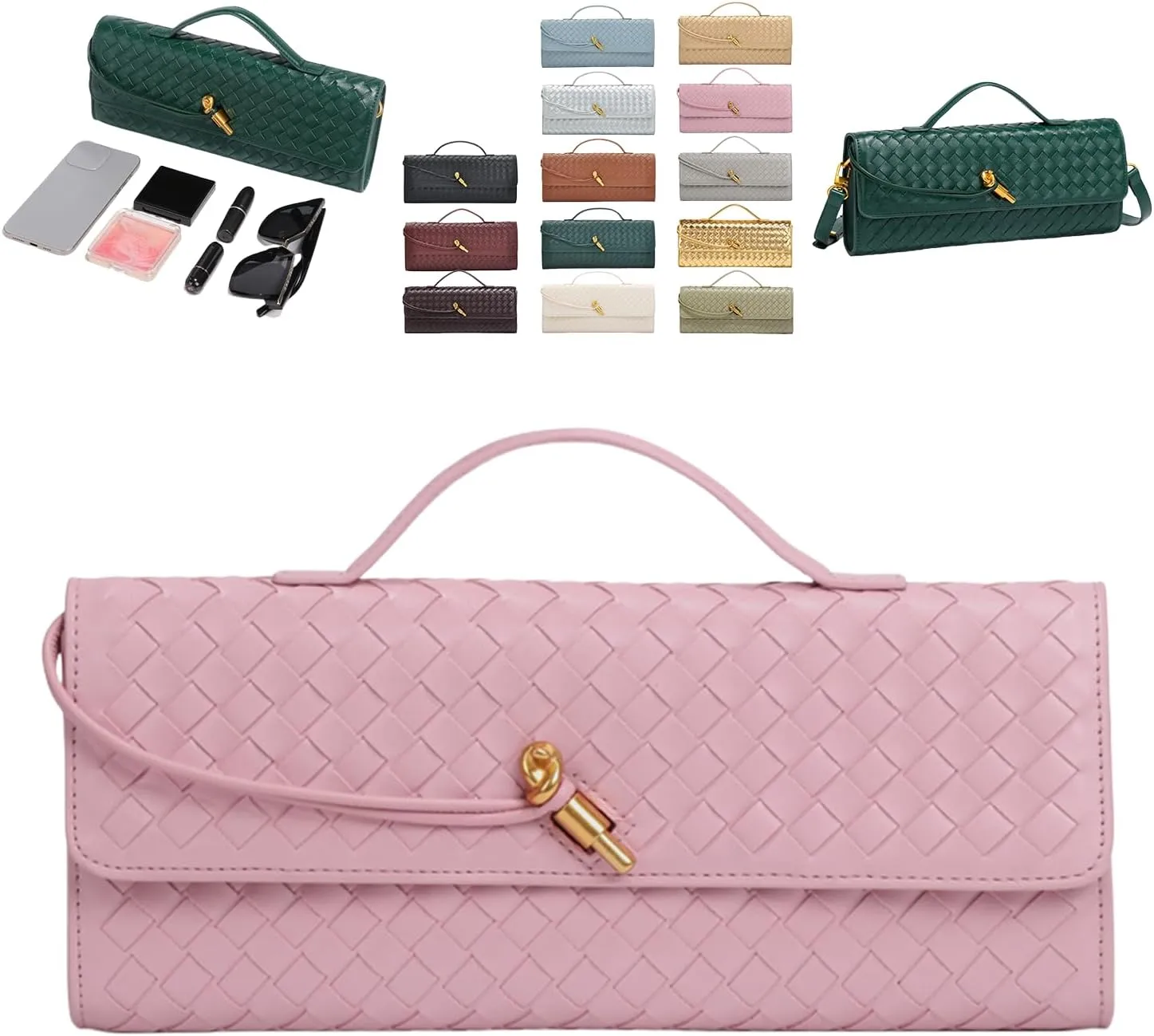 2025 Handbag for Women, Fashion Evening Shoulder Bag, Woven Crossbody Bag, PU Leather Handmade Clutch Purse