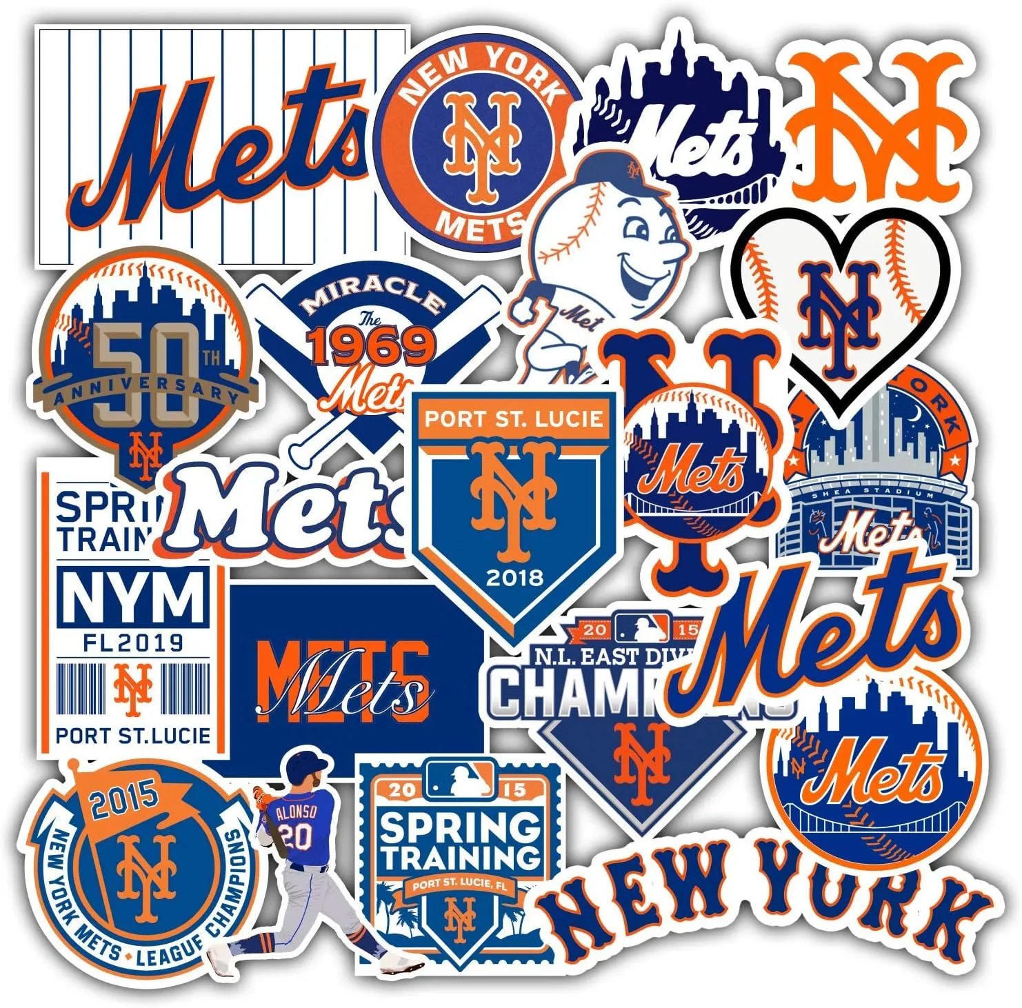 21 PCS American Baseball Stickers for Water Bottle, Laptop, Bicycle, Computer, Motorcycle, Travel Case, Car Decal Decoration Sticker 2-2.5 inches