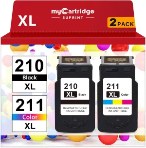 210XL 211XL Combo Pack Remanufactured Ink Cartridge Replacement for Canon 210 XL 211 XL Black Color for PIXMA MX410 IP2700 IP2702 MP240 MP250 MP495 MX340 Printer