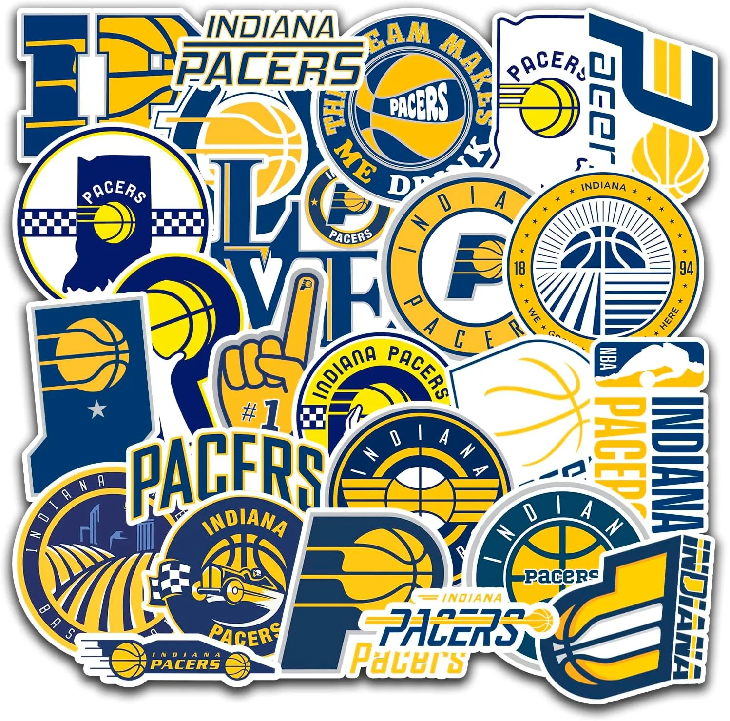 25 PCS Indiana American Pacers Basketball Stickers for Water Bottle, Laptop, Bicycle, Computer, Motorcycle, Travel Case, Car Decal Decoration Sticker