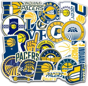 25 PCS Indiana American Pacers Basketball Stickers for Water Bottle, Laptop, Bicycle, Computer, Motorcycle, Travel Case, Car Decal Decoration Sticker