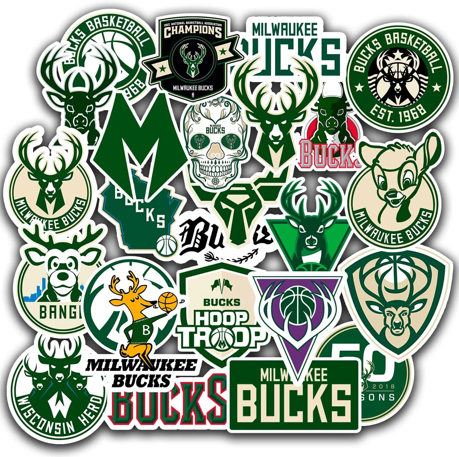 25 PCS Milwaukee American Bucks Basketball Stickers for Water Bottle, Laptop, Bicycle, Computer, Motorcycle, Travel Case, Car Decal Decoration Sticker