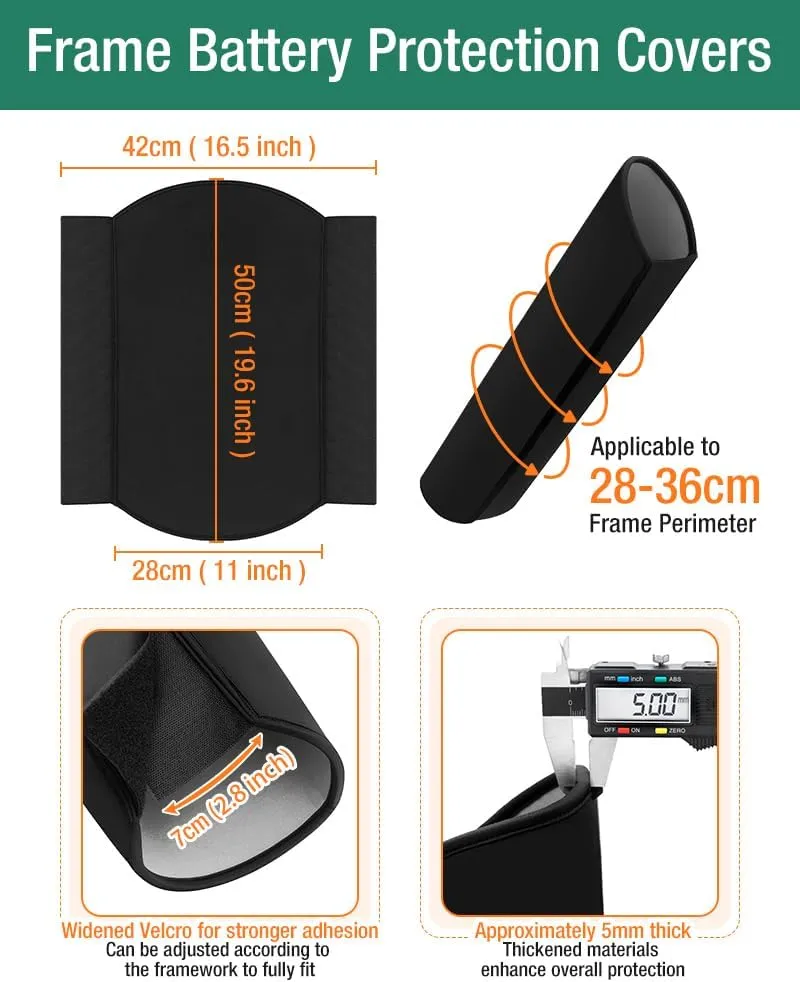 2P-Standard / 1P-Large Size EBike Battery Cover Waterproof, Bicycle Frame Battery Protector Cover