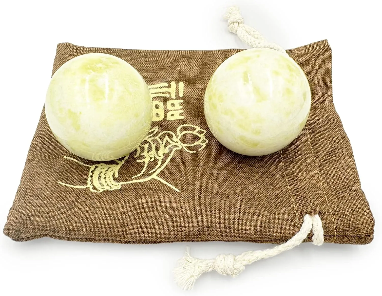 2" Natural Jade Light Green Baoding Balls Chinese Health Exercise Massage Balls Stress Relieve Hand Exercise Handicraft Collection