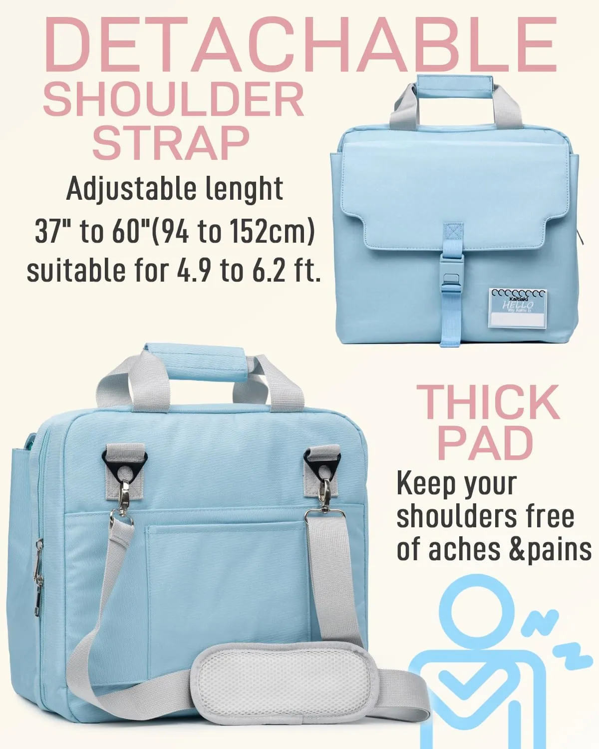 3 Ring Zipper Binder Bag with Handle and Shoulder Strap, 2-Inch O-Ring, Large Laptop Pocket, 5-Tab Expanding File Folder, School Supply Kit (Minor Blue)