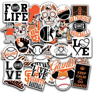 34 PCS American Baseball Stickers for Water Bottle, Laptop, Bicycle, Computer, Motorcycle, Travel Case, Car Decal Decoration Sticker 2-2.5 inches