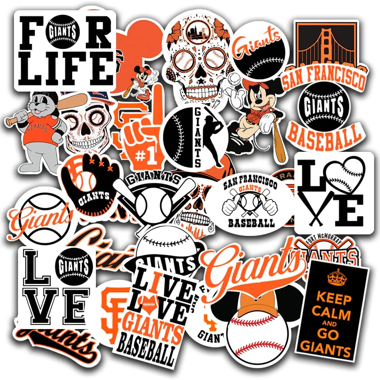 34 PCS American Baseball Stickers for Water Bottle, Laptop, Bicycle, Computer, Motorcycle, Travel Case, Car Decal Decoration Sticker 2-2.5 inches