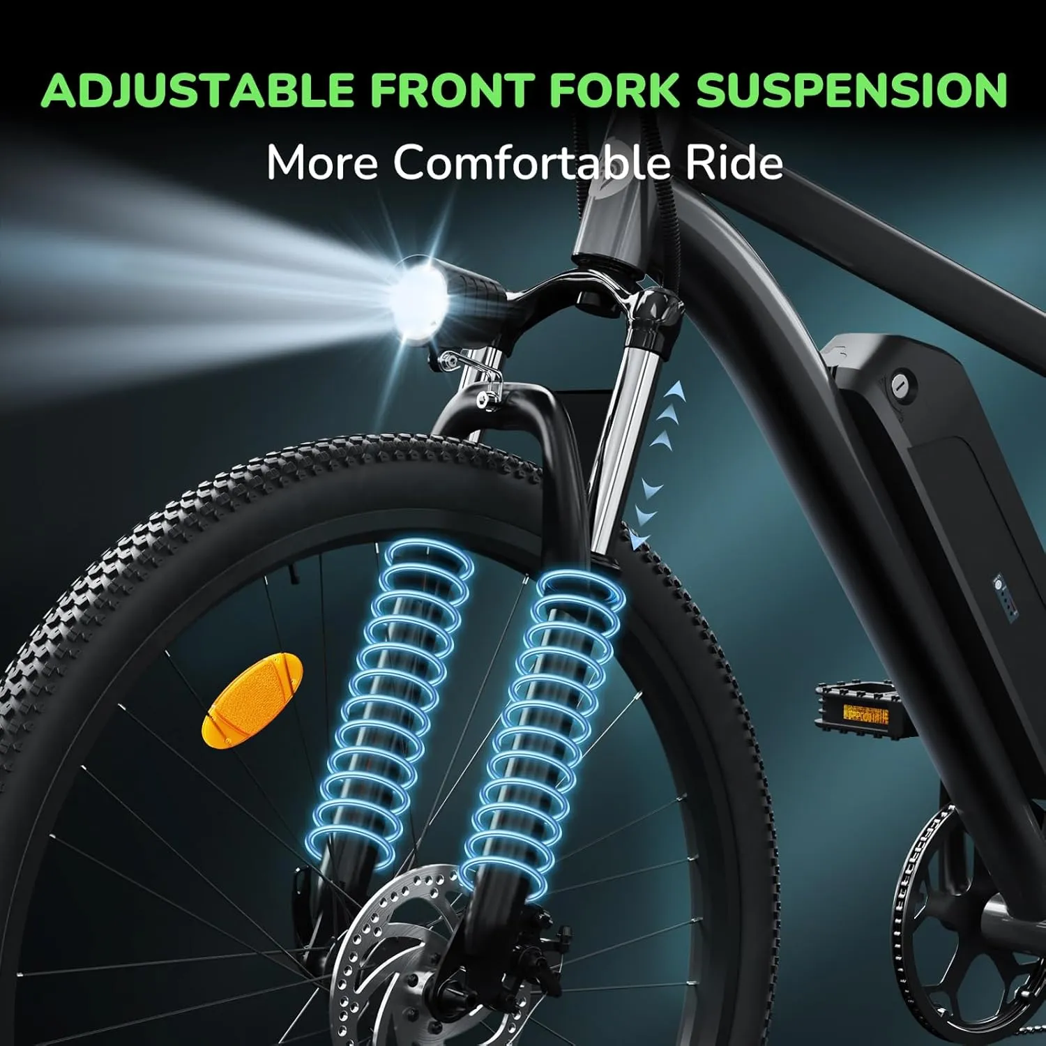 35-Speed Electric Bike for Adults 750W 26" Tire Commuting Electric Mountain Bike 20MPH Range 55  Miles 374.4Wh Removable Battery Front Fork Suspension Fenders Lightweight Electric Bicycle