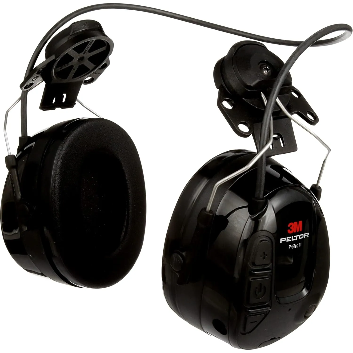 3M PELTOR ProTac III Headset, 23 dB NRR, Microphone, 3.5mm, Wireless, Environmental Listening, Professional-Quality Hearing Protection, Hard Hat Attached, MT13H221P3E, Black