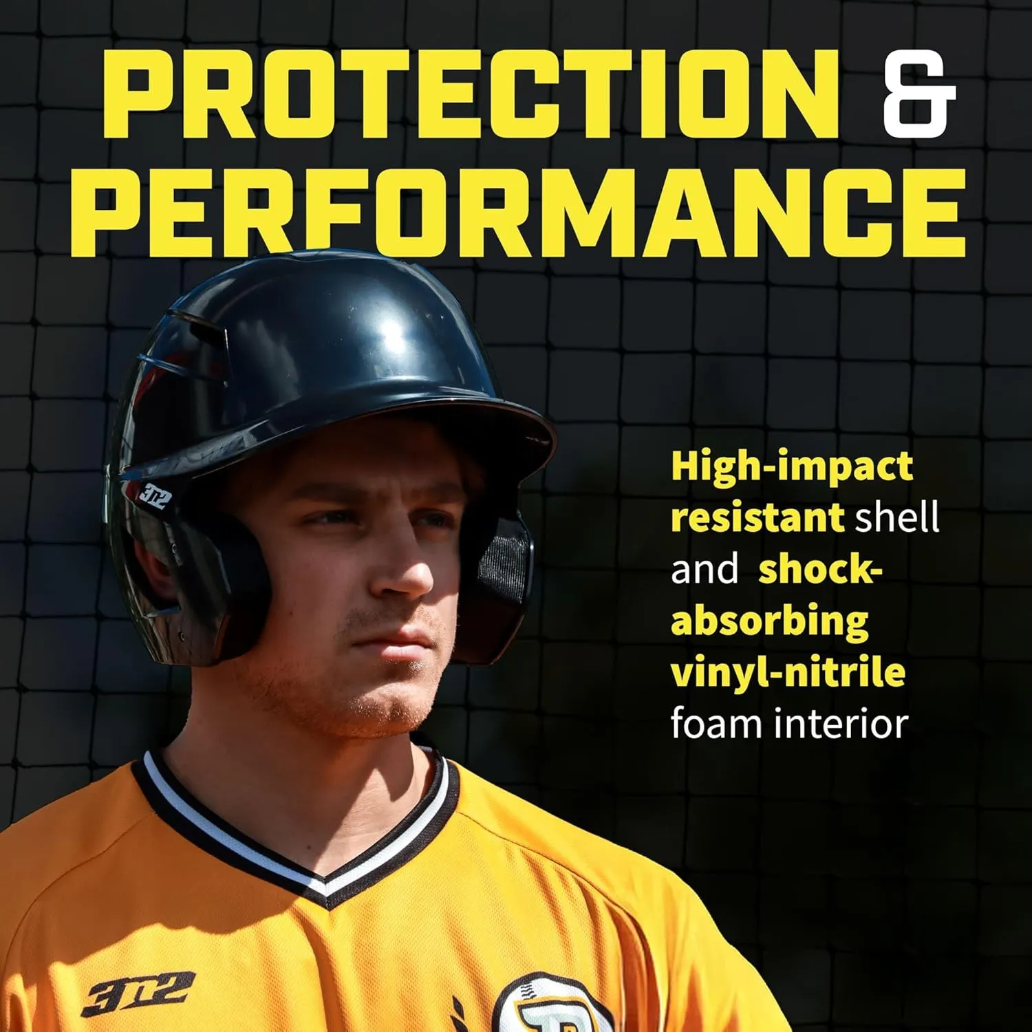 3N2 Pro Clutch Baseball Helmet - Ventilated High-Impact Shell, Moisture-Wicking Padding - Glossy