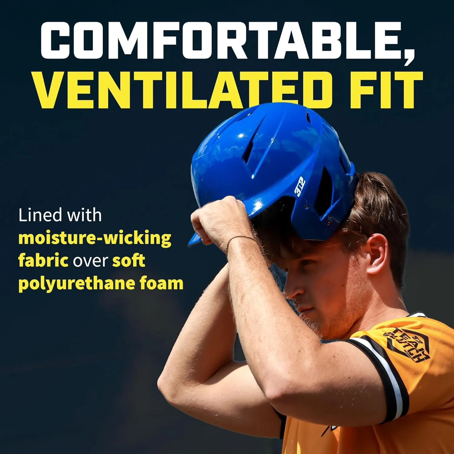 3N2 Pro Clutch Baseball Helmet - Ventilated High-Impact Shell, Moisture-Wicking Padding - Glossy